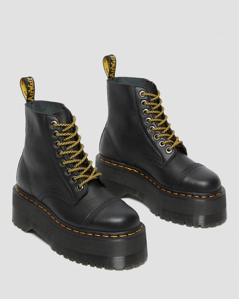 Dr Martens Sinclair Max Pisa Leren Platform Laarzen Dames Zwart | NL 526UZG